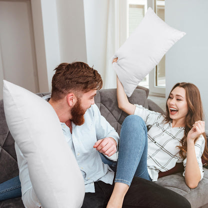Utopia Bedding Throw Pillows (Pack of 2, White), 12 x 20 Inches Indoor Decorative Pillow Insert for Sofa, Bed and Couch