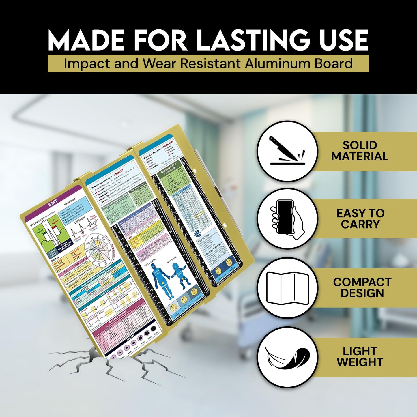 Nursing Clipboard EMT Edition 3 Layers Aluminum Foldable Nurse Clip Board Nursing Student Essentials Foldable Clipboard Nursing Trifold Nursing School Essentials