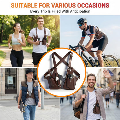 Anti-Theft Shoulder Holster Bag for Men, Double Shoulder Armpit Chest Bag - Premium Leather, Adjustable Straps, Phone Wallet Pocket - Travel, Outdoor - Unisex Underarm Pouch (Black)