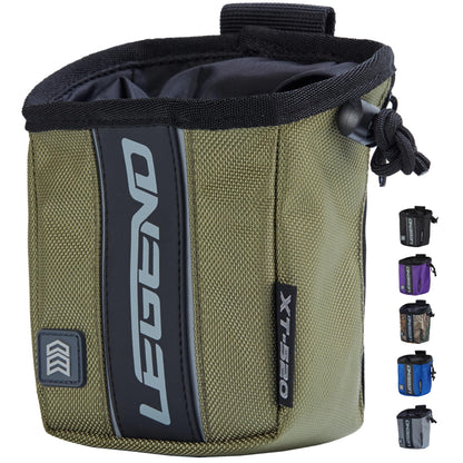 LEGEND XT520 Quick Release Pouch & Finger Tab Bag - Interior Divider for Better Organization & Storage of Release Aids - Attaches to Standard 2" Belt - Quick Drawstring Closure (Army Green)