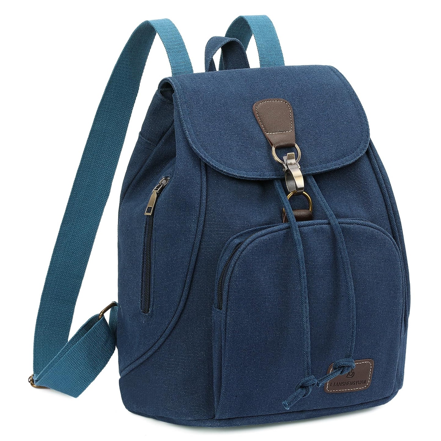 GAEKEAO Small Backpack for Women Canvas Mini Backpack Purse Casual Daypack for Daily Travel Work Sports College Shopping (Navy Blue)