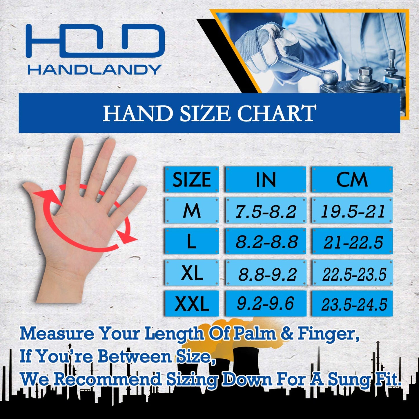 HANDLANDY Anti Vibration Gloves, SBR Padding, TPR Protector Impact Gloves, Men Mechanic Work Gloves XXL