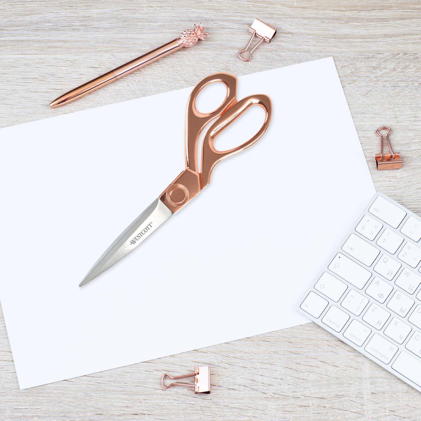 Westcott 16968 8-Inch Stainless Steel Rose Gold Scissors For Office and Home