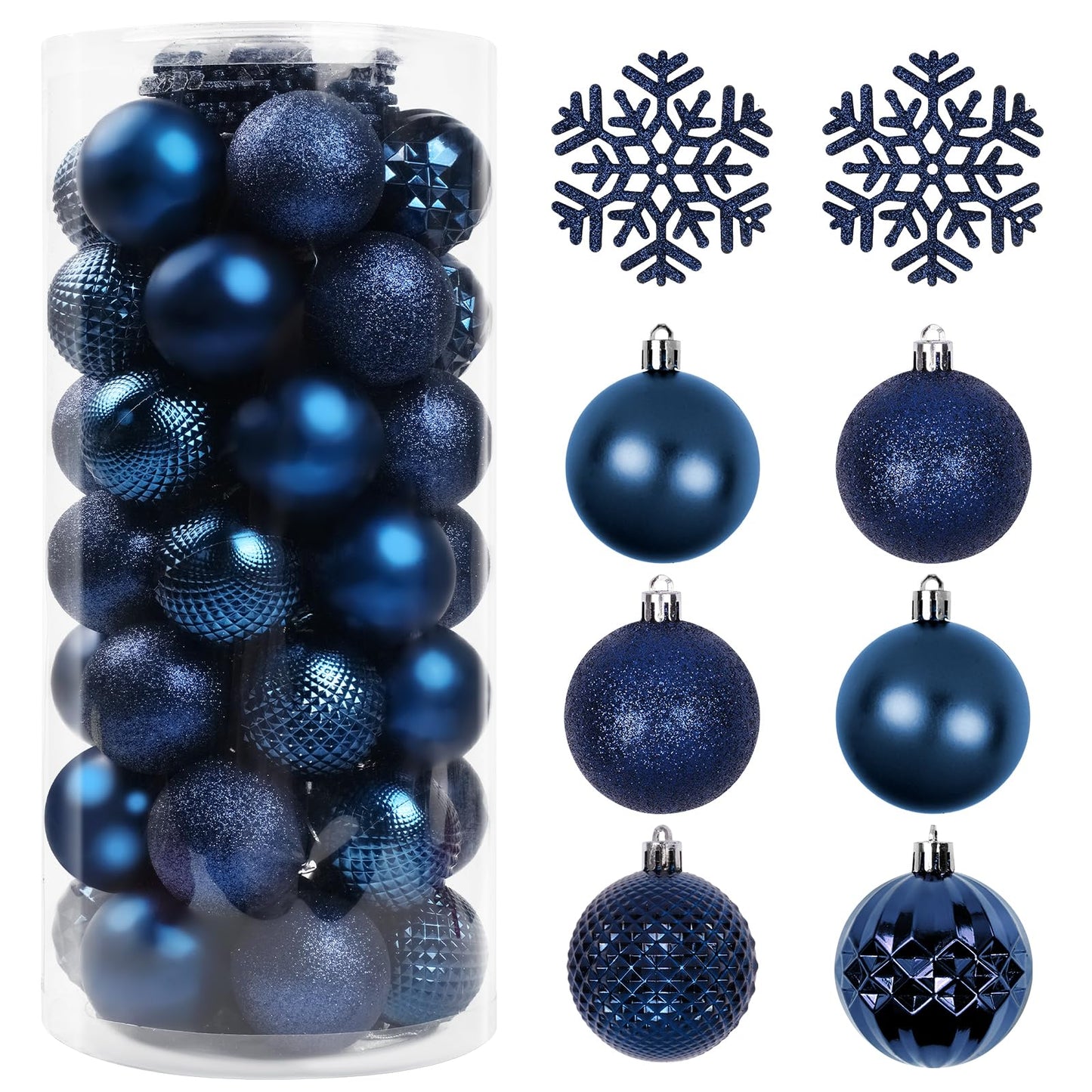 Christmas Tree Decorations Ornament Set, 60ct 2.36 Inches Blue Shatterproof Christmas Ball Ornaments, Hanging Ball for Xmas Holiday Wedding Party Decor