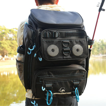 Magikeration Fishing Backpack with Rod Holders,900D Oxford Water-Resistant Fishing Gear,42L Large Storage Tackle Bag for Men