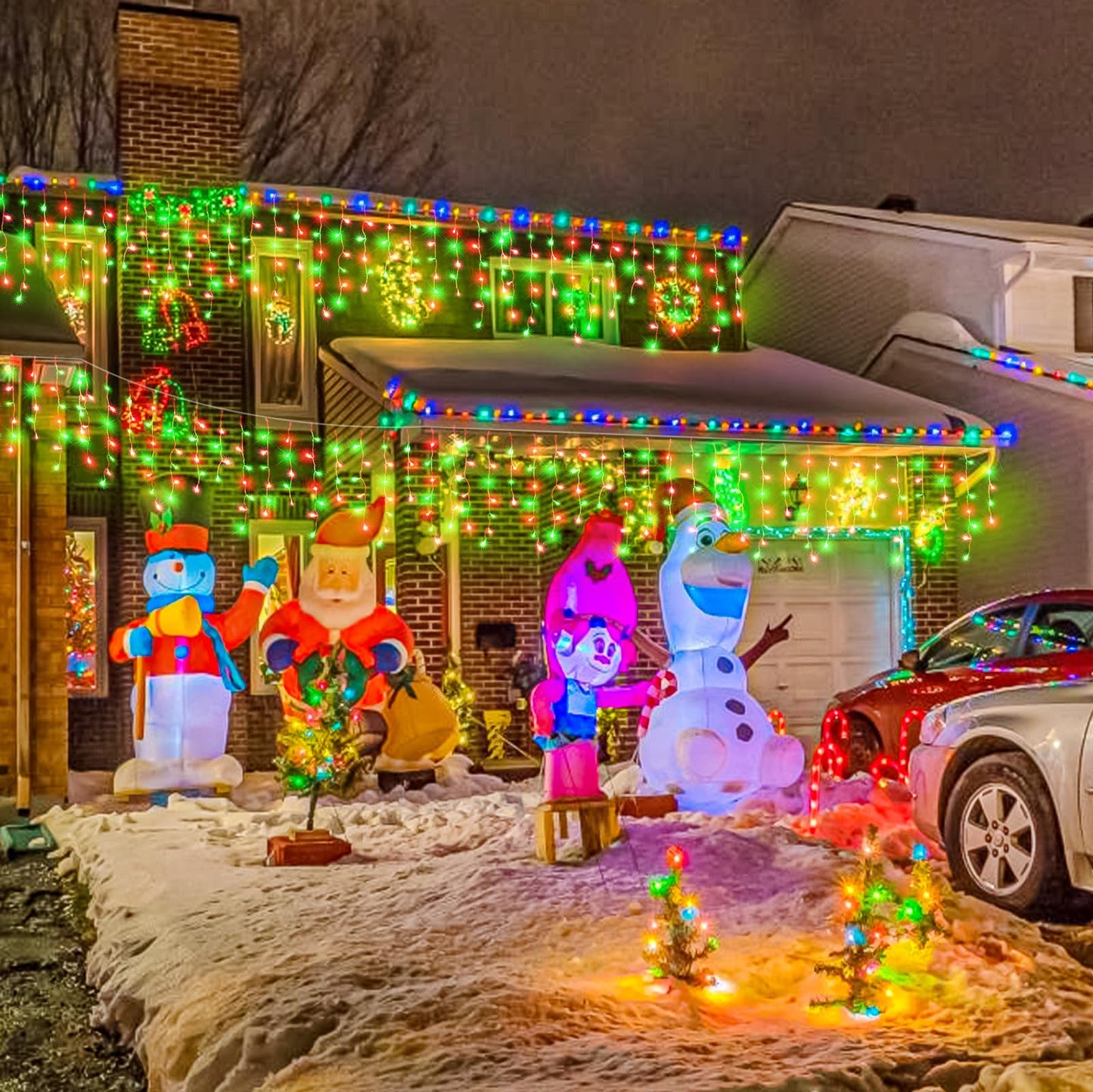 Icicle Lights for Outside - 33FT 400 LED Icicle Christmas Lights Outdoor with 75 Drops 8 Modes Timers, Waterproof Connectable Hanging Lights for Indoor Eaves Party Holiday Decorations, Red and Green