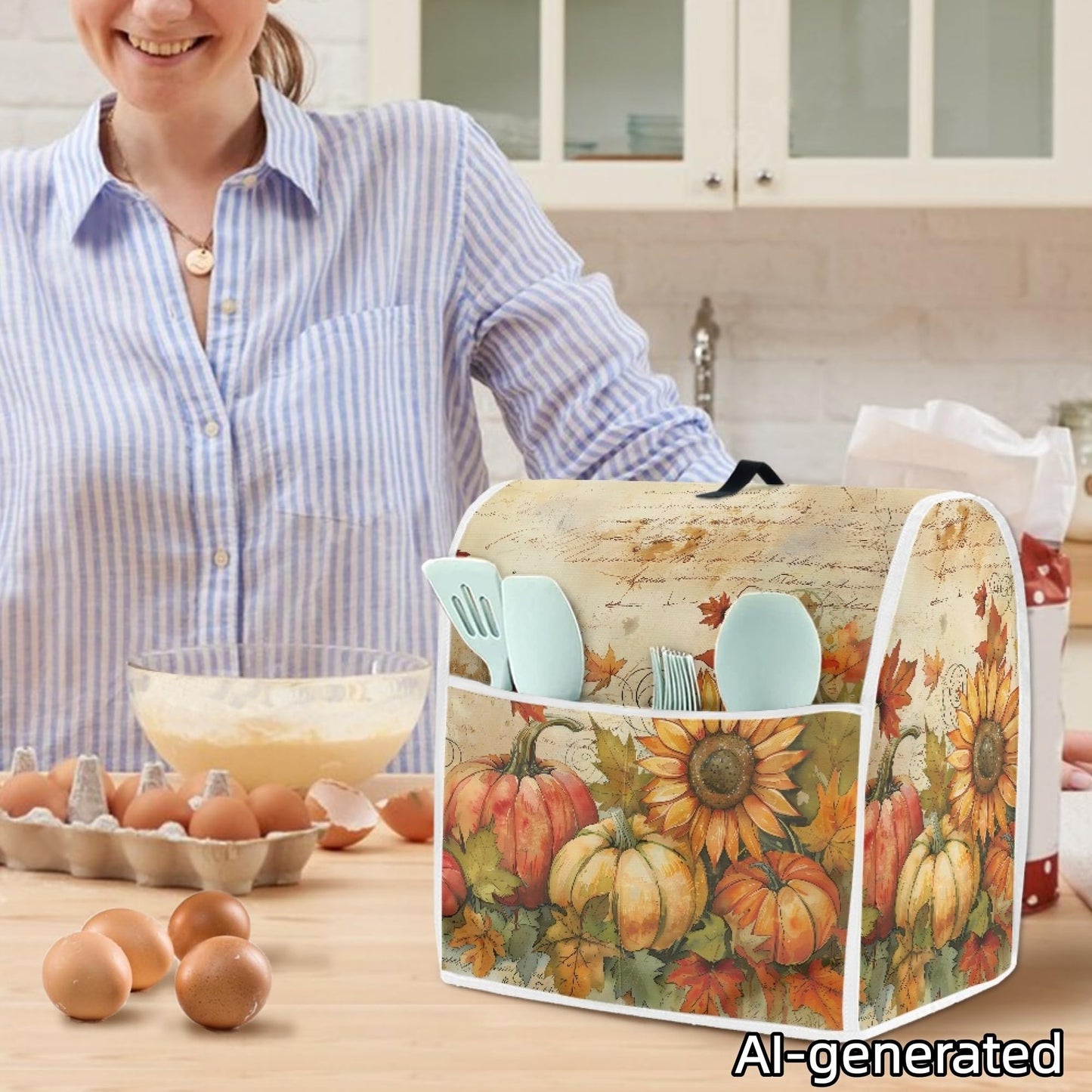 HUISEFOR Pumpkin Mixer Cover for Kitchen Aid 4.5-5 Qt Mixer, Maple Leaf Small Appliance Dust Covers Universal for Air Fryers, Coffee Makers, Kitchen Decor Gift for Friends