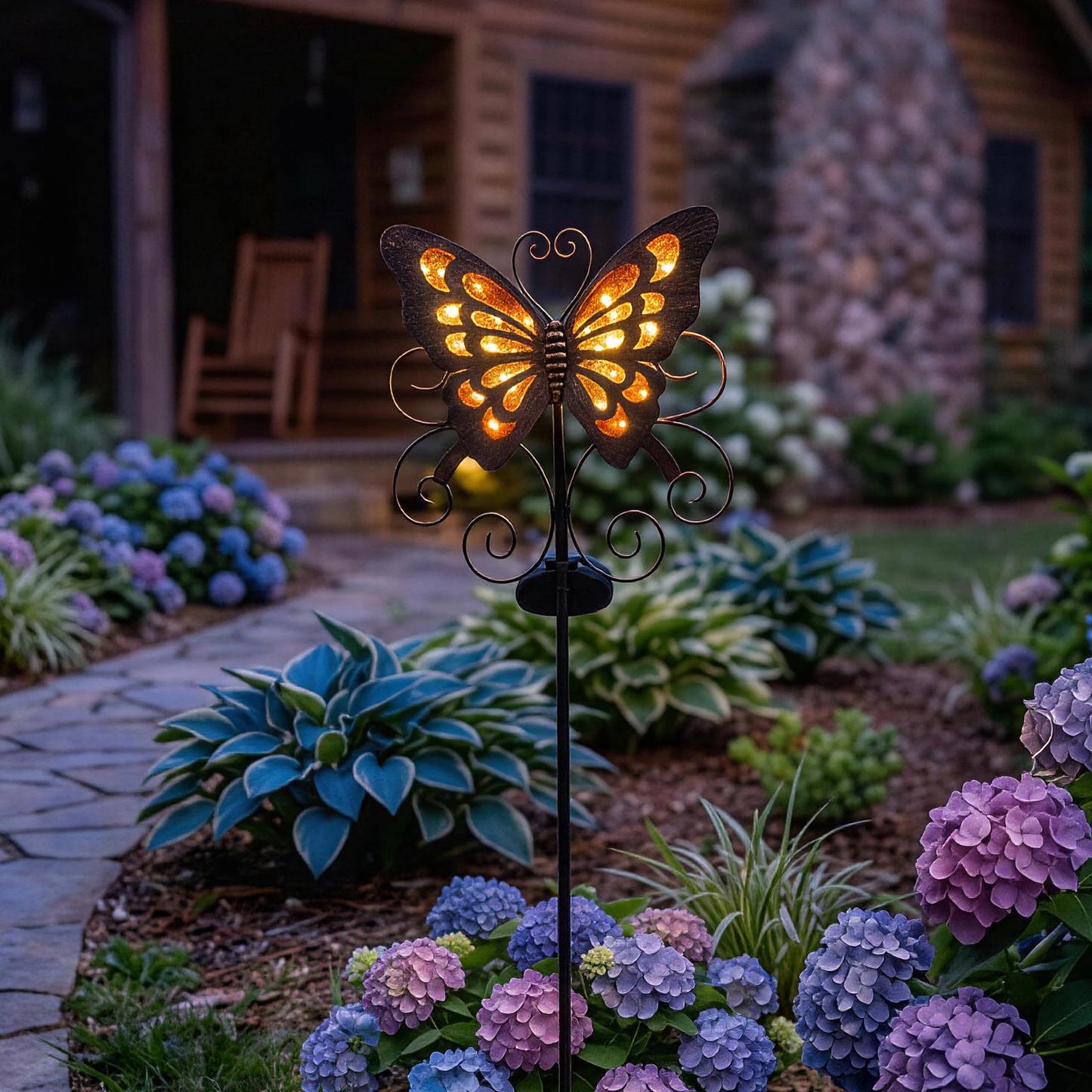 Lune cle Butterfly Solar Lights for Outside, 36 inches Waterproof Metal Solar Pathway Lights, Large Solar Butterfly Lights Outdoor Garden Decor, Warm Amber LED Stake Lights Outdoor Yard