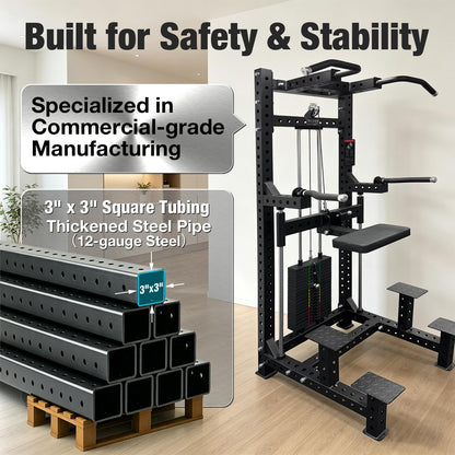 Commercial Dip & Chin Assist Machine with 220LBS Counterweight, Pull Up Assist Station Upper Body Workout Equipment with Adjustable Handles, Multi-Grip Chin Up Bar for Home Gym or Rehabilitation