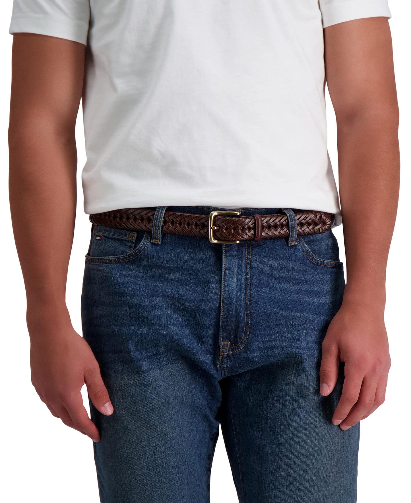 Tommy Hilfiger Men's Braided Belt, Tan, 32