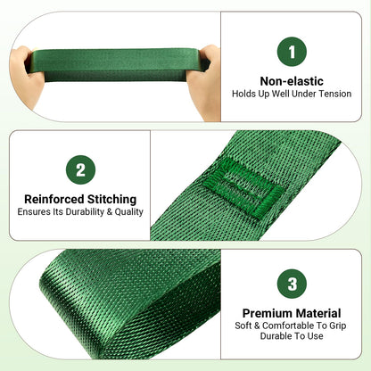 Kiemeu Stretch Strap With Loops For Physical Therapy, Yoga Straps For Stretching With Loops, Non-elastic Leg Straps For Knee Rehab, 8 ft Long x 1.2 inch Wide