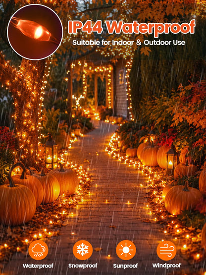 4 Pack 20FT 60LED Battery Operated Fairy Fall Lights with Timer, Waterproof Battery String Lights Outdoor Indoor, Battery Twinkle Lights for Bedroom Thanksgiving Day Party Halloween (Orange)
