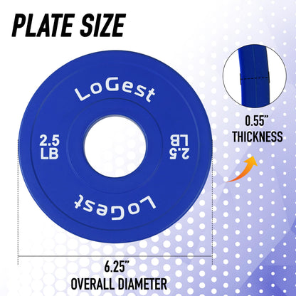 Logest Pair Olympic Plates - Barbell Weights Set of 2 Weight Plates for Olympic Bars Perfect for Strength Training Plates Exercise Balance Increase Available in 0.50LB 1.25LB 2.5LB 5LB 7.5LB 10LB Weight Plate (Blue - 2.5 LB Pair)