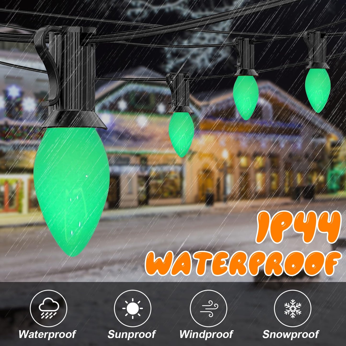 GOOTHY 25 Pack C7 LED Replacement Christmas Light Bulb, C7 Green Replacemen Bulbs for Outdoor String Lights Window Candles Chandeliers Salt Lamp, E12 LED Bulb Dimmable, 0.6W Night Light Bulb -Green