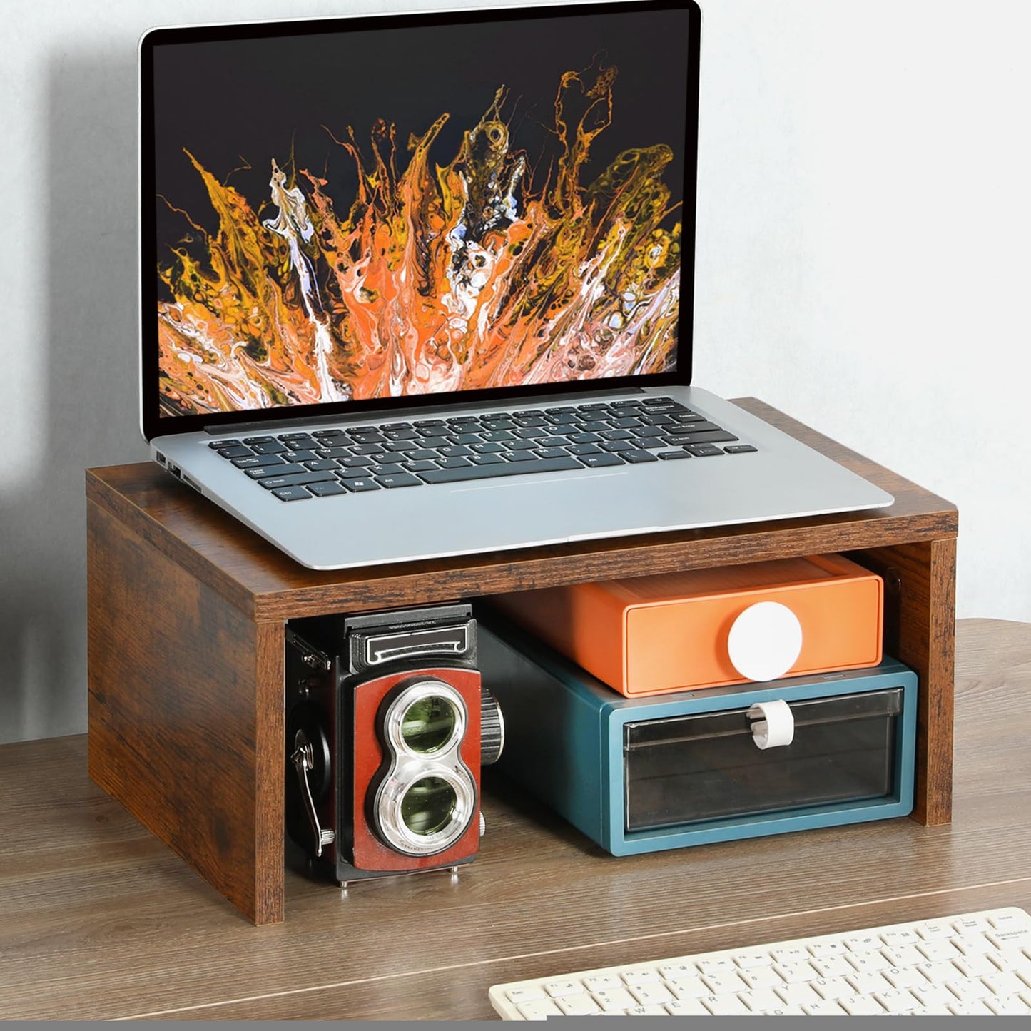 TEAMIX Higher Monitor Stand Riser-6.7 inch, Monitor Riser with Storage for Desk Small Monitor Stand TV/Screen/PC/Laptop Riser Computer Stand Desktop Shelf