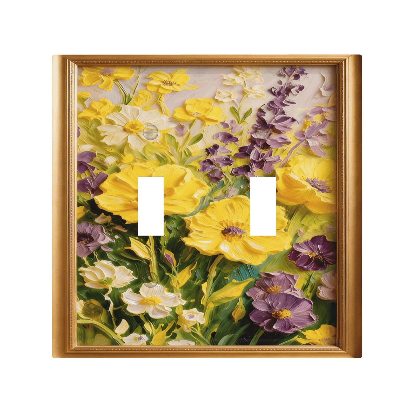 Decorative Art Light Switch Covers Yellow Floral2 Gang Double Toggle Wall Plate Decorative Switchcover Electrical Switchplate for Home Decor