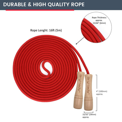 16 FT Long Jump Rope for Kids, Multiplayer, Adjustable | Classic Look Wooden Handle | Durable Kids Jumping Rope, Skipping Rope, Outdoor Fun, Party Game, Birthday Gift