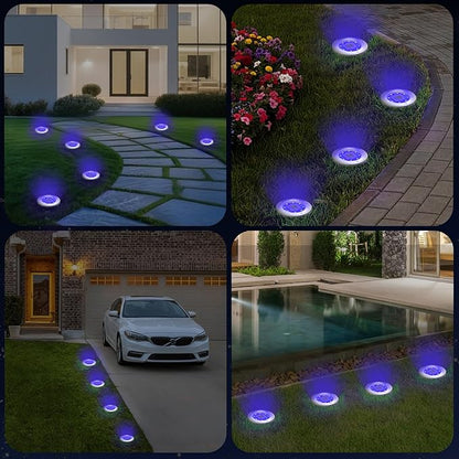 INCX Halloween Solar Lights Outdoor,12 Pack Solar Pathway Lights with Auto On/Off，Waterproof & Anti-Rust Landscape Lighting for Garden, Yard, Patio, Deck - Halloween Decorations,Purple