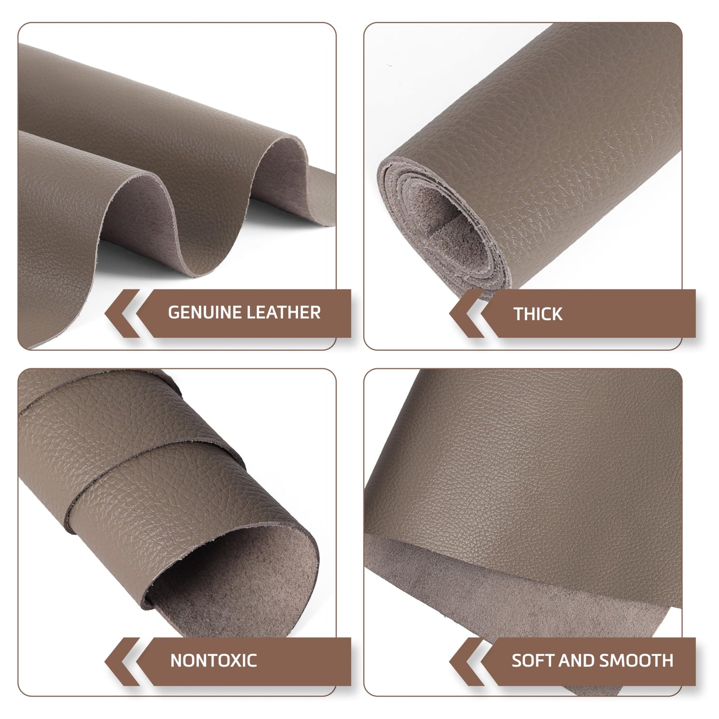 Shkira 24''X12'' Genuine Olive Gray Dotted Leather Sheets for Hobby Workshops - Tooling Square - 2.0MM Thick Genuine Top Full Grain Oil Tan - Thick Leather Pieces