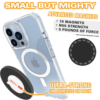 Scooch Magnetic Phone Mount for Car Compatible with Any Smartphone [Wingmount] Strong Magnets, Adjustable Magnetic Phone Holder for Car Dashboard, Works Best Cases (2022 Model)