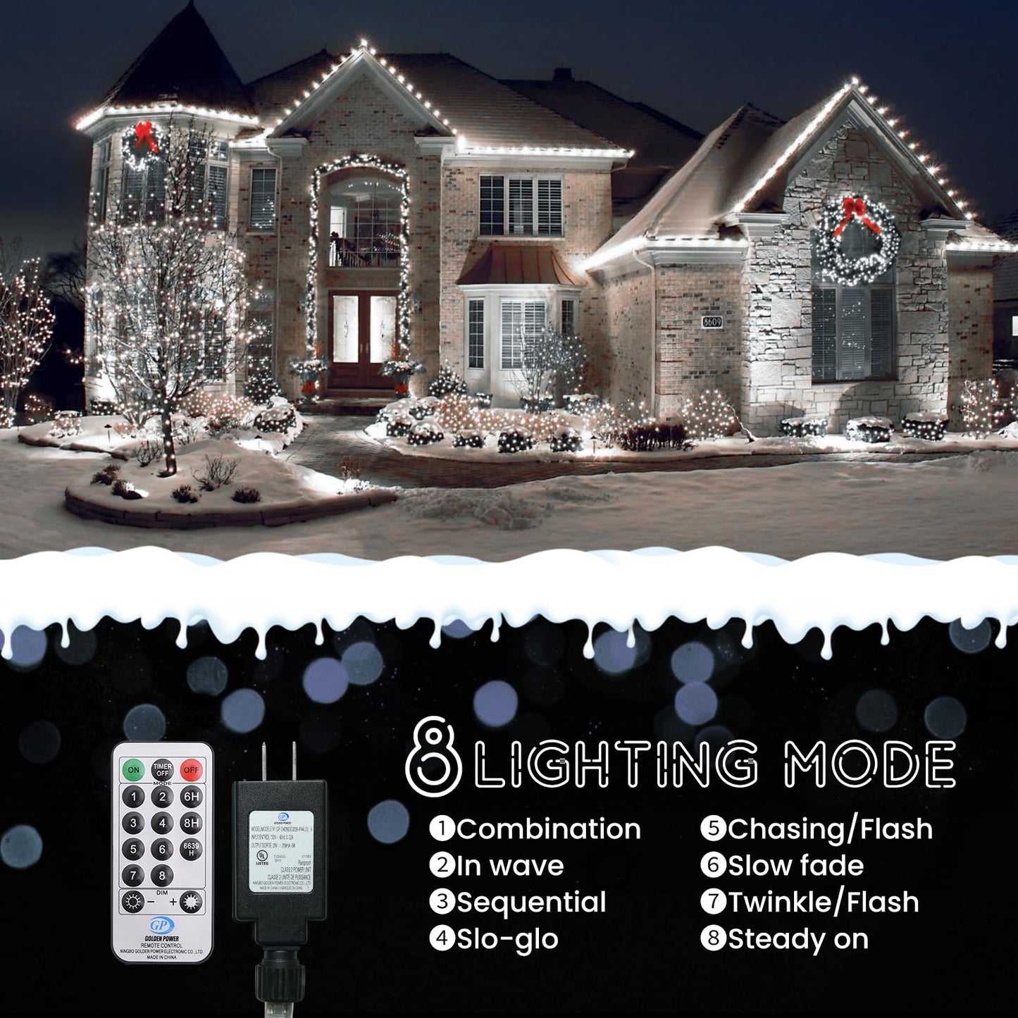 Cluster Lights Christmas 1000 Led Fairy Lights Green Wire 108FT Twinkle Lights with Remote 8 Modes String Lights Timer Plug in Firecracker Fairy Light for Outdoor Valentines Day Decorations,Cool White