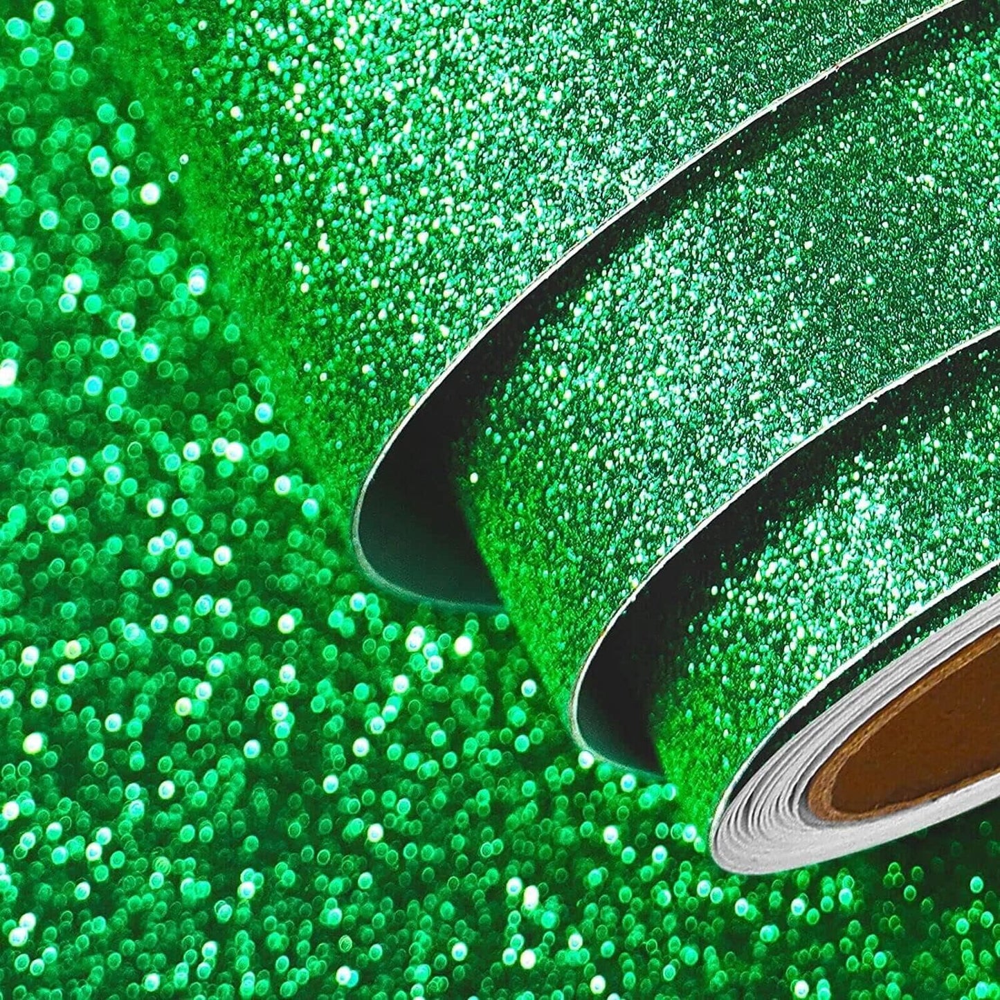 FunStick 15.8"x240" Irish Green Glitter Peel and Stick Wallpaper Self Adhesive Green Glitter Contact Paper Waterproof Decorative Sparkle Glitter Wallpaper Stick and Peel for Walls Cabinet Crafts Shelf