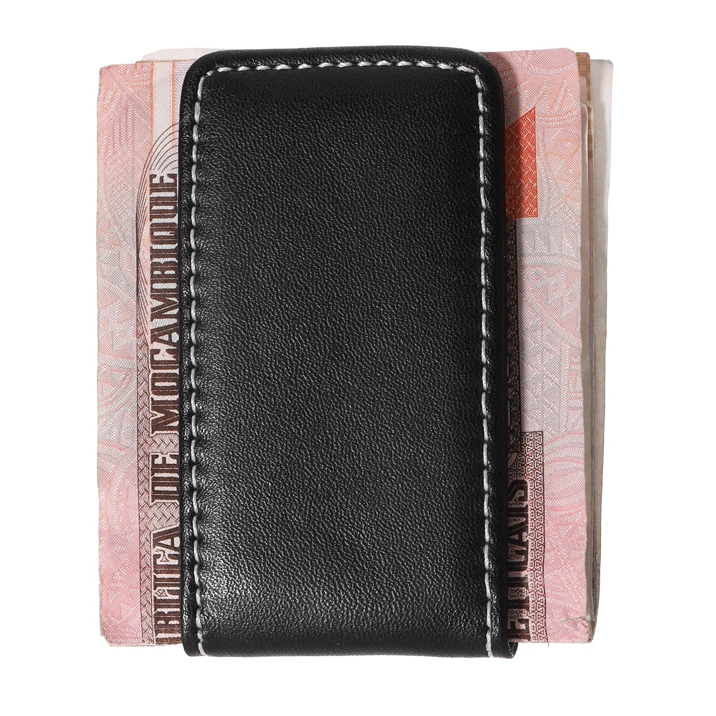 Gsbnjuy Leather Money Holder Wallet Magnetic Money Clip for Men Minimalist Business Card Holder Slim Pocket Cash Wallet for Men Black Minimalist Christmas