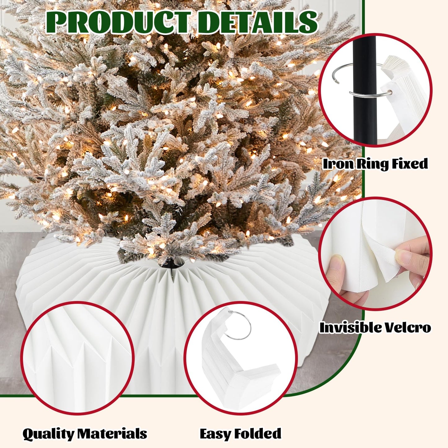 succulentlovers 26 Inch Honeycomb Christmas Paper Tree Collar, White Foldable Christmas Tree Ring Skirt Collar, Paper Basket Stand Box Base Cover Fit for 6ft to 9ft Artificial Trees Holiday Decoration