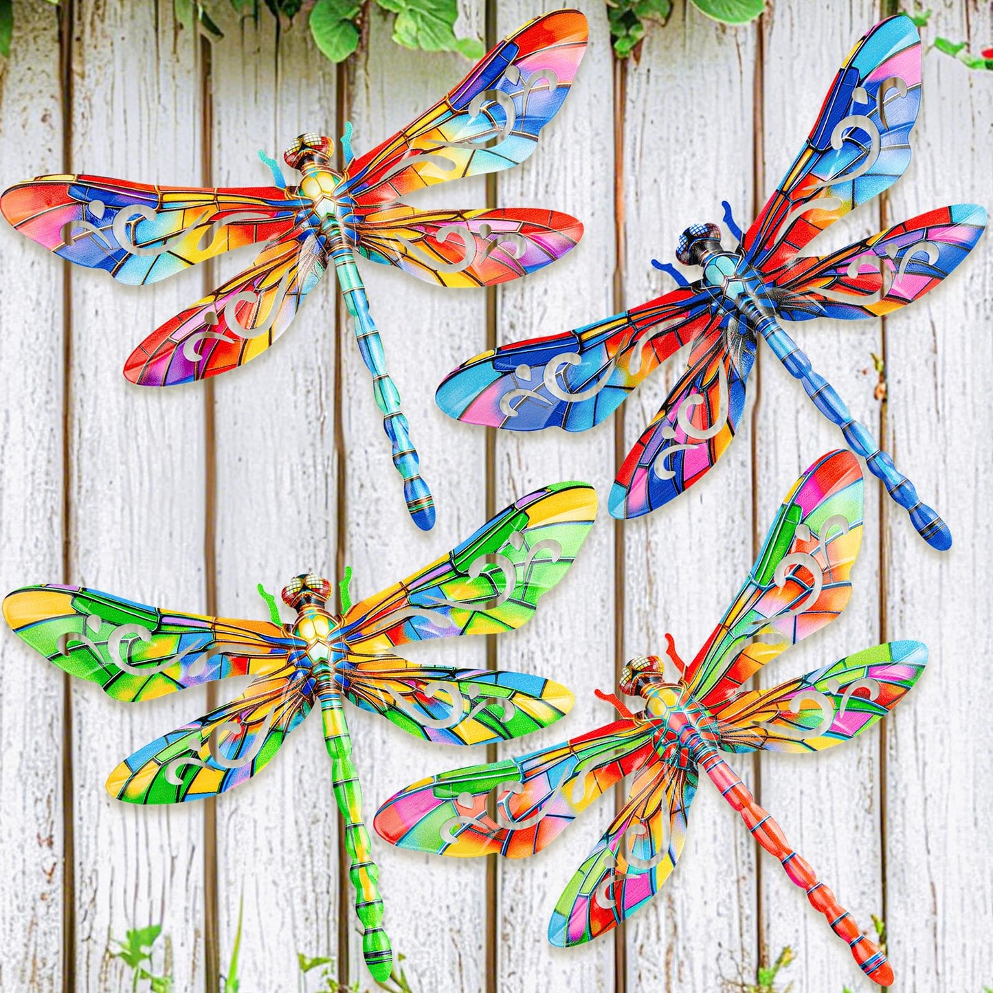 SUNREEK Metal Dragonfly Wall Decor, 12 Inches Dragonfly Outdoor Wall Art for Fence Garden Yard Patio Decorations