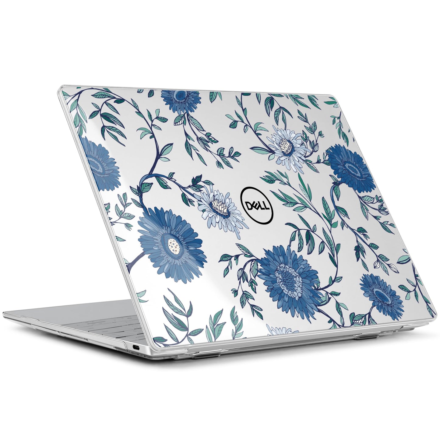 Batianda Case for 2024 Dell XPS 13 Laptop Copilot+ PC 13.4" Display Model Number 9345/9350, Lovely Ultra-Slim Lightweight Scratch-Resistant Hard Cover with Professional Protection, Blue Flowers