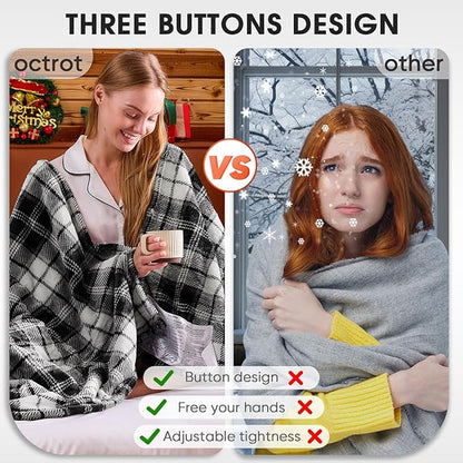 Black Heated Blanket Electric Full Size,72X84 Heating Blanket,Plaid Soft Sherpa Blankets Warmer Gift for Grandma Women Adult,Fast Heating Washable