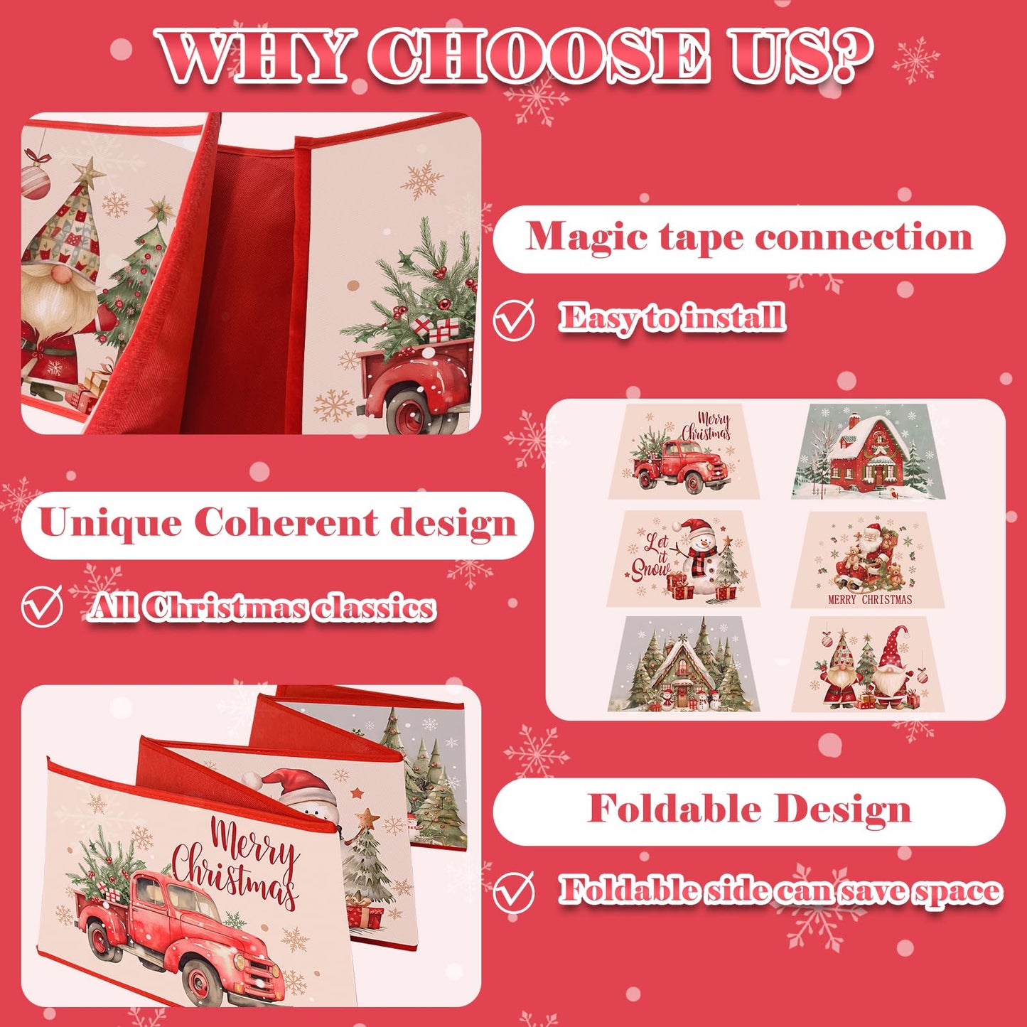 Christmas Tree Collar for Artificial Trees, Red Winter Snowman Truck Santa Claus Rustic Country Christmas Decoration, Fabric Hexagonal Base Tree Collar Skirt for Xmas Tree Decorations Holiday Party