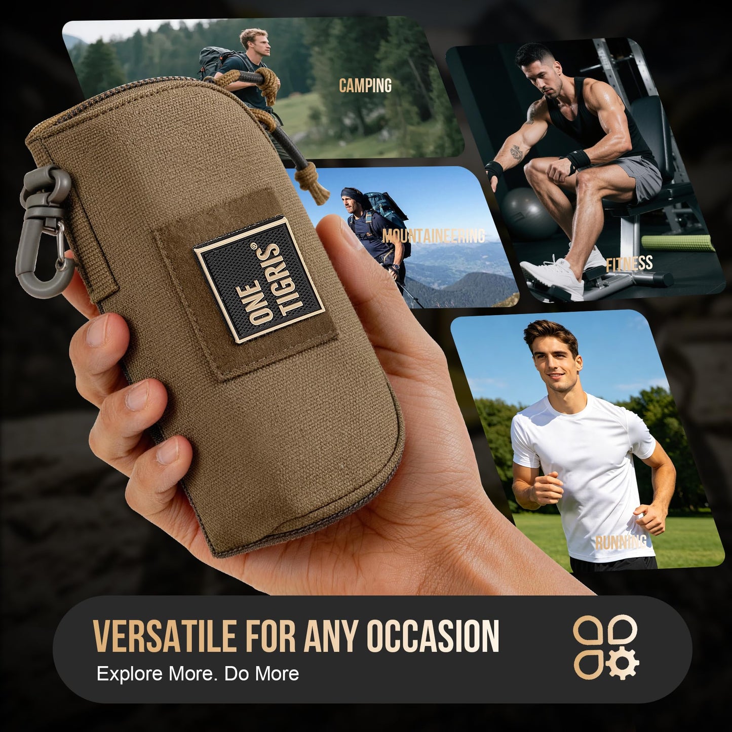 ONETIGRIS Tactical Hard Shell Eyeglasses Case Molle Zipper Sunglasses Pouch Shockproof Crush Resistant for Outdoor Activities