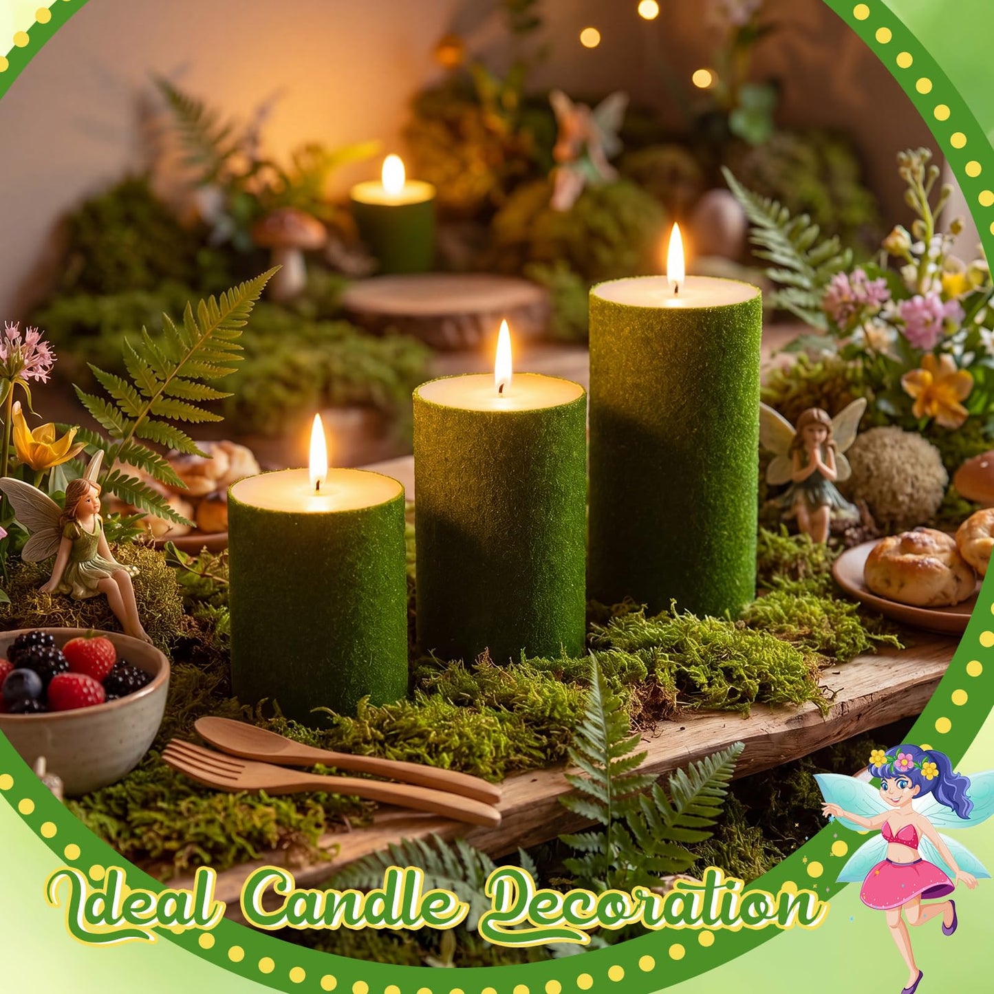 Glooglitter 3 Pcs Enchanted Fairy Forest Flameless Candles Battery Operated, Nutcracker Drum LED Candle with Remote Timer, Drum Flameless Candles for Natural Altars Fairy Scenes Wedding Decorations