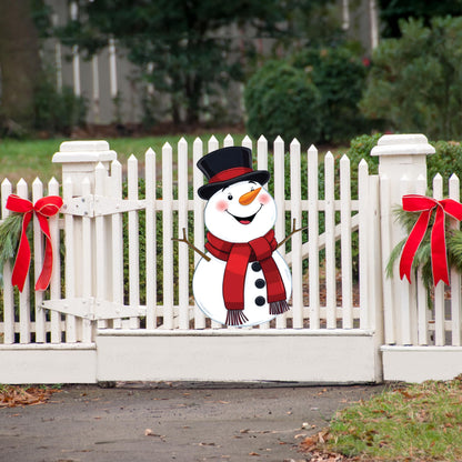 Christmas Snowman Classic Yard Sign for Home Decor and Lawn Decoration With Stakes, Green Merry Christmas Sign Tree Snow Man 3