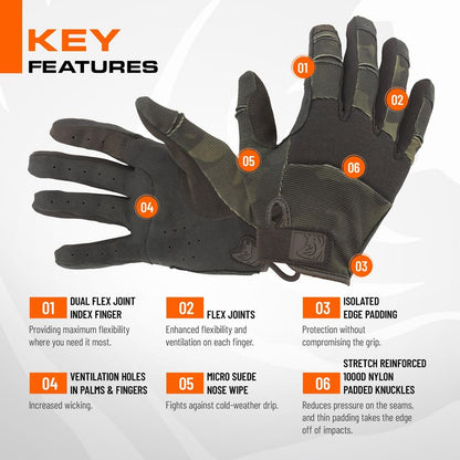 PIG FDT Alpha Full Dexterity Gloves for Shooting Sports, Touchscreen Compatible, Breathable, 1 Pair, Multicam Black, Large