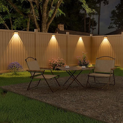 NIORSUN Solar Fence Lights,12 Pack Solars Deck Light,Warm White Color,Outdoor Bulb Waterproof Led IP65,Power Patio Lamp with Lenses for Outside/Backyard/Railing/Yard(Black)