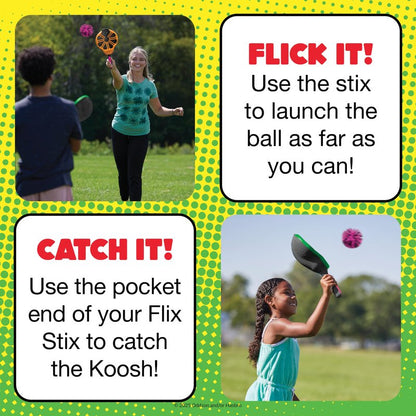 Koosh Flix Stix – Kids Outdoor Toys, Beach Toys, Plays Like Lacrosse, Kids Games, Outdoor Games for Adults and Family, Koosh Ball Included, Outdoor Play Toys, Screen-Free, Ages 6+