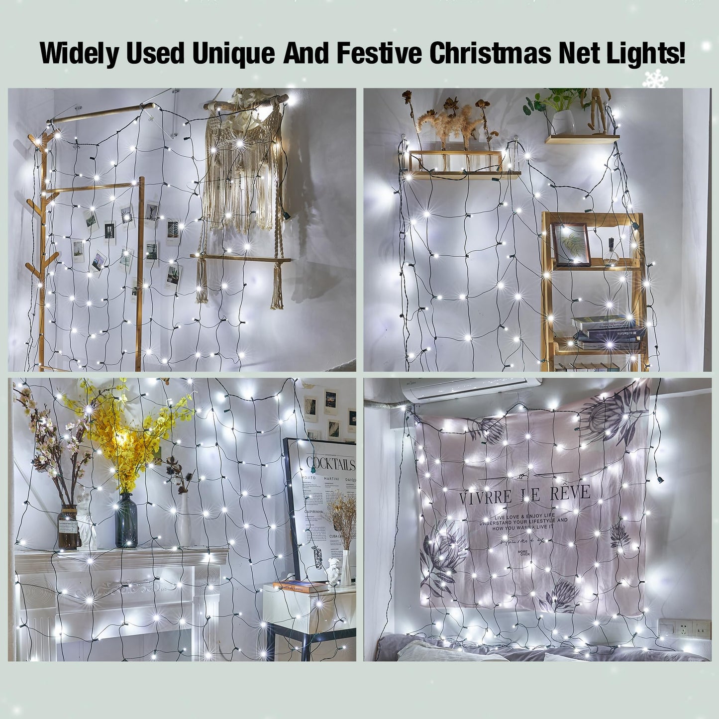 Sylampow Led White Christmas Net Lights Outdoor Christmas Bushes Lights 120Led 6ftx5ft, Connectable Outdoor Indoor Mesh Net Lighting for Xmas Holiday, Garden, Lawn, Shrubs, Trees, Bushes Decorations