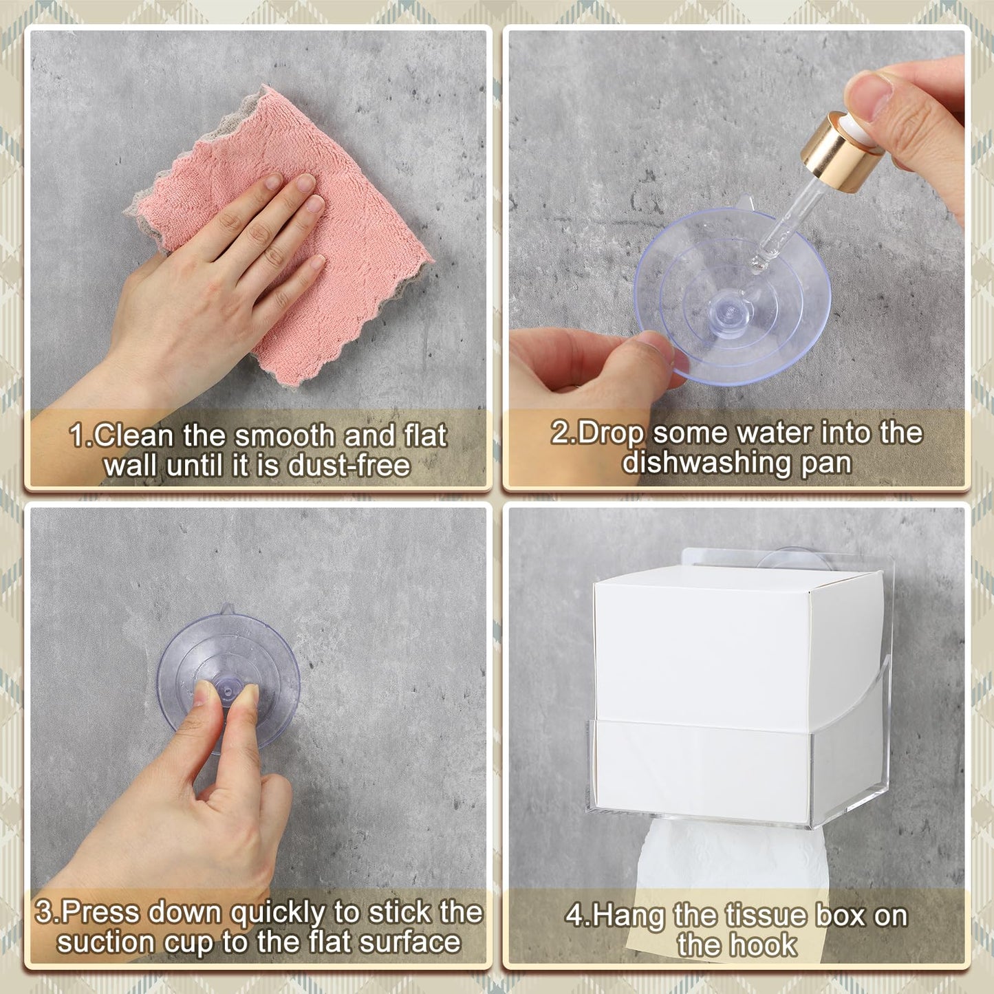 Geelin 2 Pcs Tissue Box Holder Wall Mount Acrylic Dispenses Tissue Box Shelf Gloves Wipes Paper Napkins Organizer Upward or Downward for Kitchen Bathroom Office Rv (Clear)