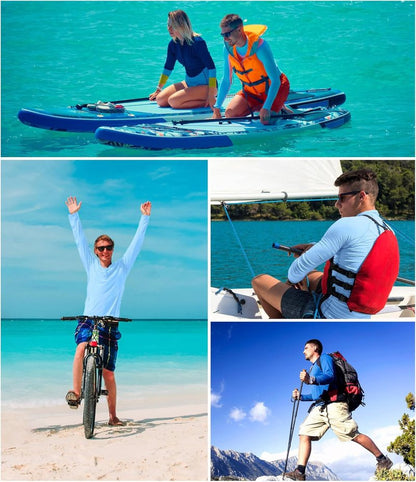 Men's UPF 50+ Rash Guard Swim Shirts - 4 Pack Long Sleeve UV Protection | Ideal for Fishing & Outdoor Activities