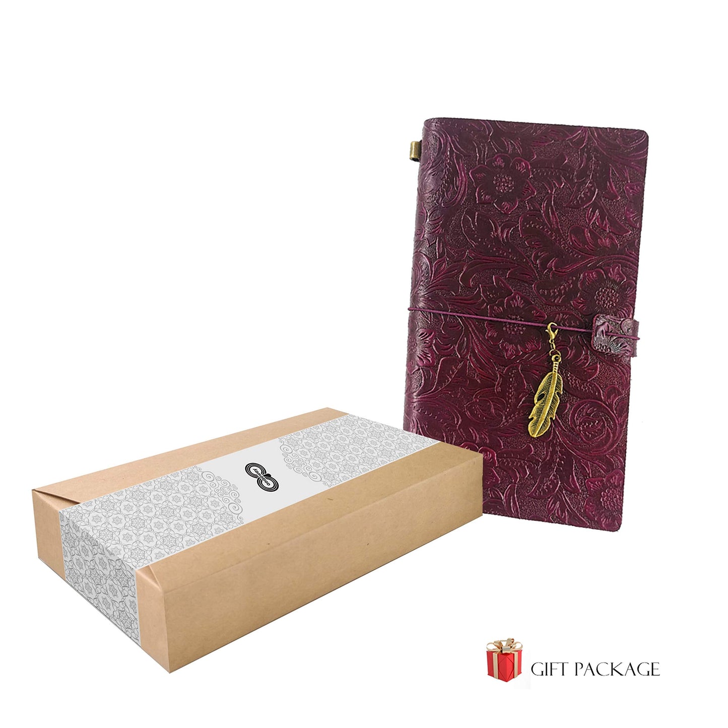 Refillable Leather Journal, Handmade Purple Leather Notebook with Bookmark for Men & Women, Vintage Leather Notepad Sketchbook Perfect for Writing, Gifts, Travelers (Purple, Standard)