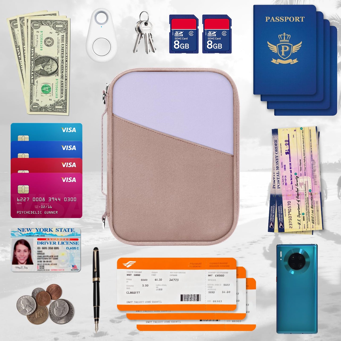 EcoVision Family Passport Holder for Travel with RFID Blocking, Traveling Essentials Organizer Pouch Bag, Light Passport Wallet for Travel Must Haves Accessories for Women Men