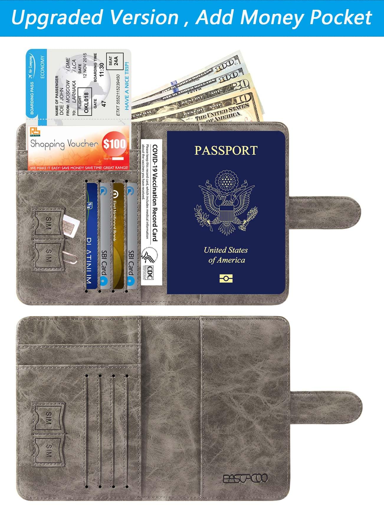 Passport Holder Cover Wallet RFID Blocking Leather Card Case Travel Accessories for Women Men (#Grey)