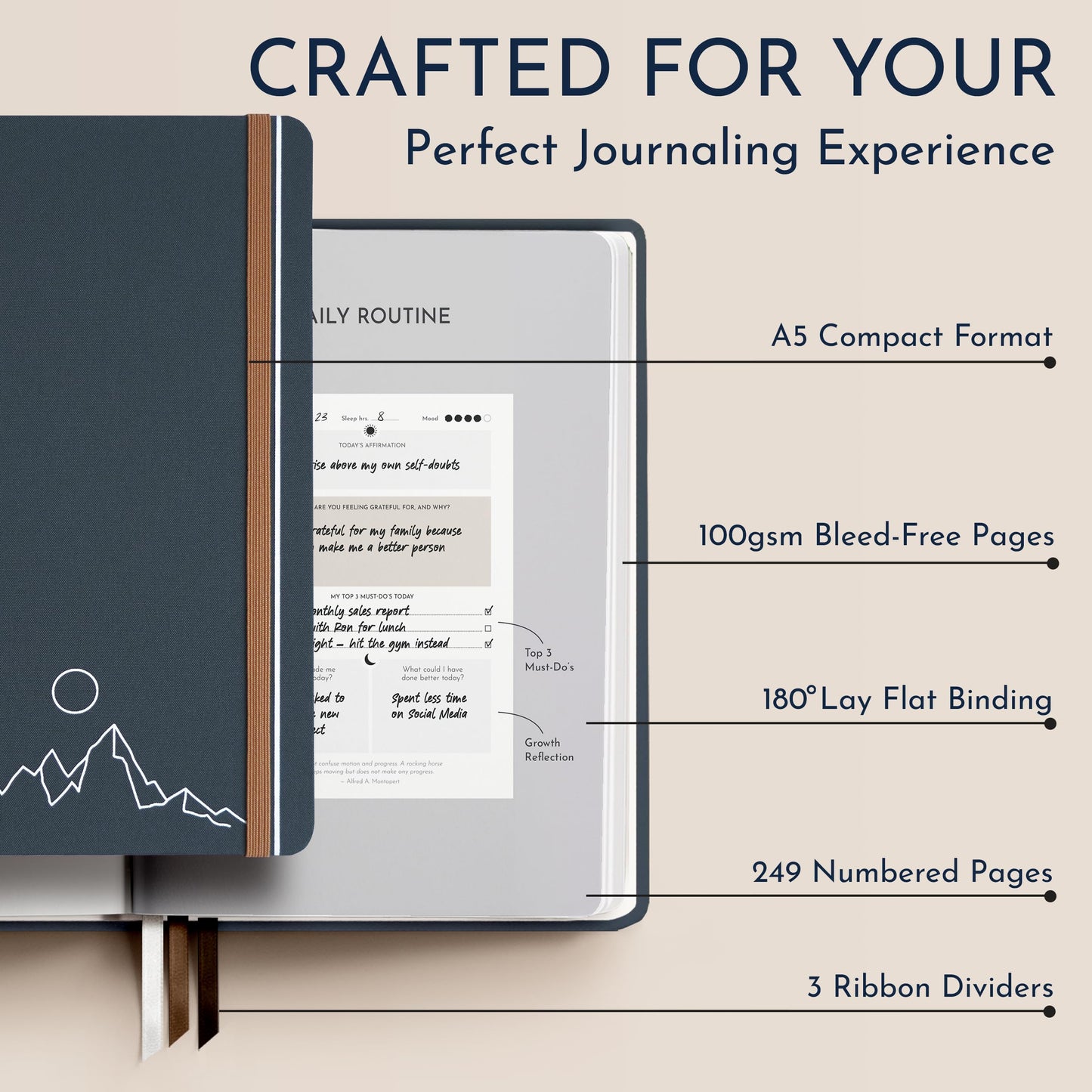 Premium Gratitude Journal for Men – 6 Month Guided Daily Prompts, Habit Tracker – Hardcover, 249 Pages, Lay Flat, 100gsm Paper – Mens Mindfulness Gifts, Mental Health, Self Mastery, Gift Boxed