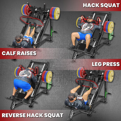 RitKeep A10 Adjustable Leg Press Hack Squat Machine, Reinforced Steel 2200LB 4-in-1 Home Gym Equipment for Leg Press, Hack Squat, Reverse Squat & Calf Raise with 4 Weight & 6 Storage Posts