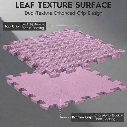 Haulcove Puzzle Exercise Mat, EVA Interlocking Foam Floor Tiles, Non-Slip, Protective, Water-Resistant Flooring for Home Gym & Workout Equipment, 12.6" x 12.6" x 0.4", 18 Sq Ft, 18 Tiles, Pink