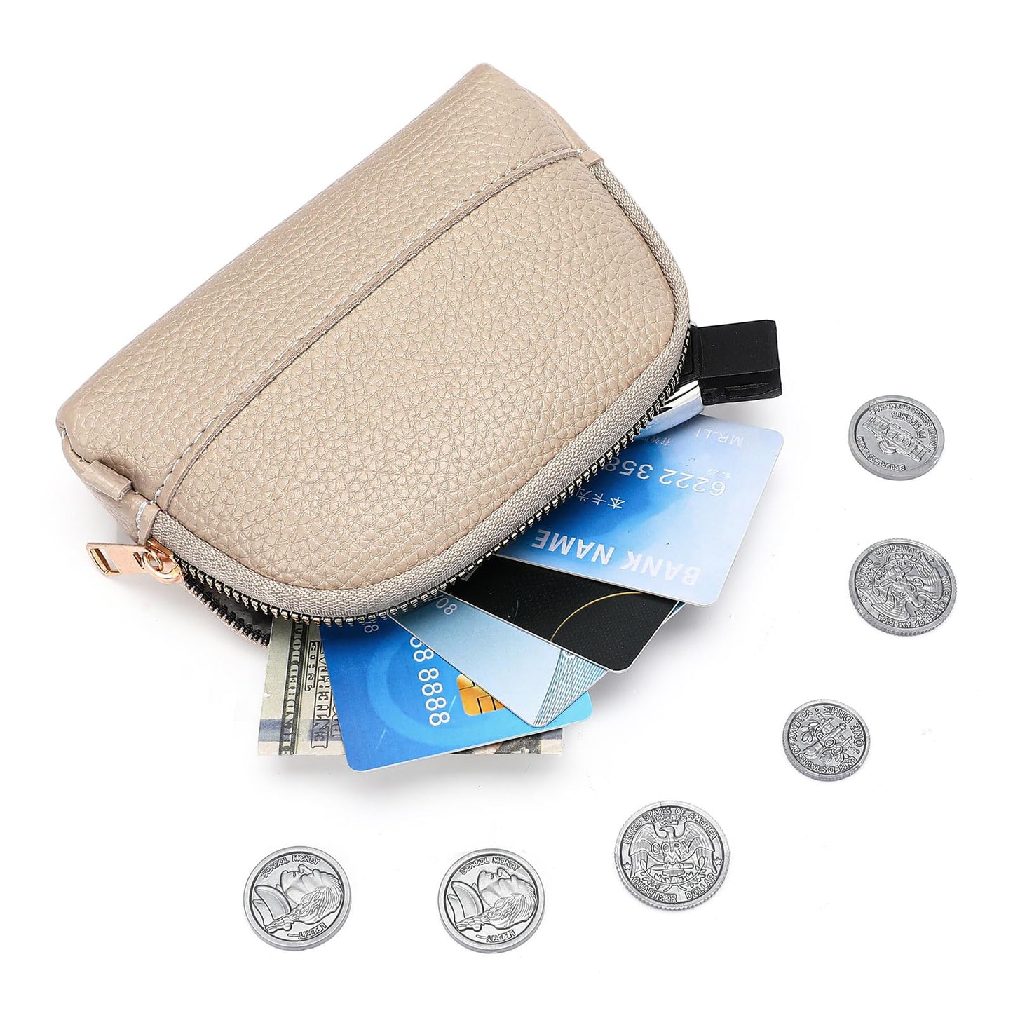 GAEKEAO Coin Purse for Women Small Change Key Pouch Vegan Leather large Capacity mini Portable Ladies Wallet with Zipper
