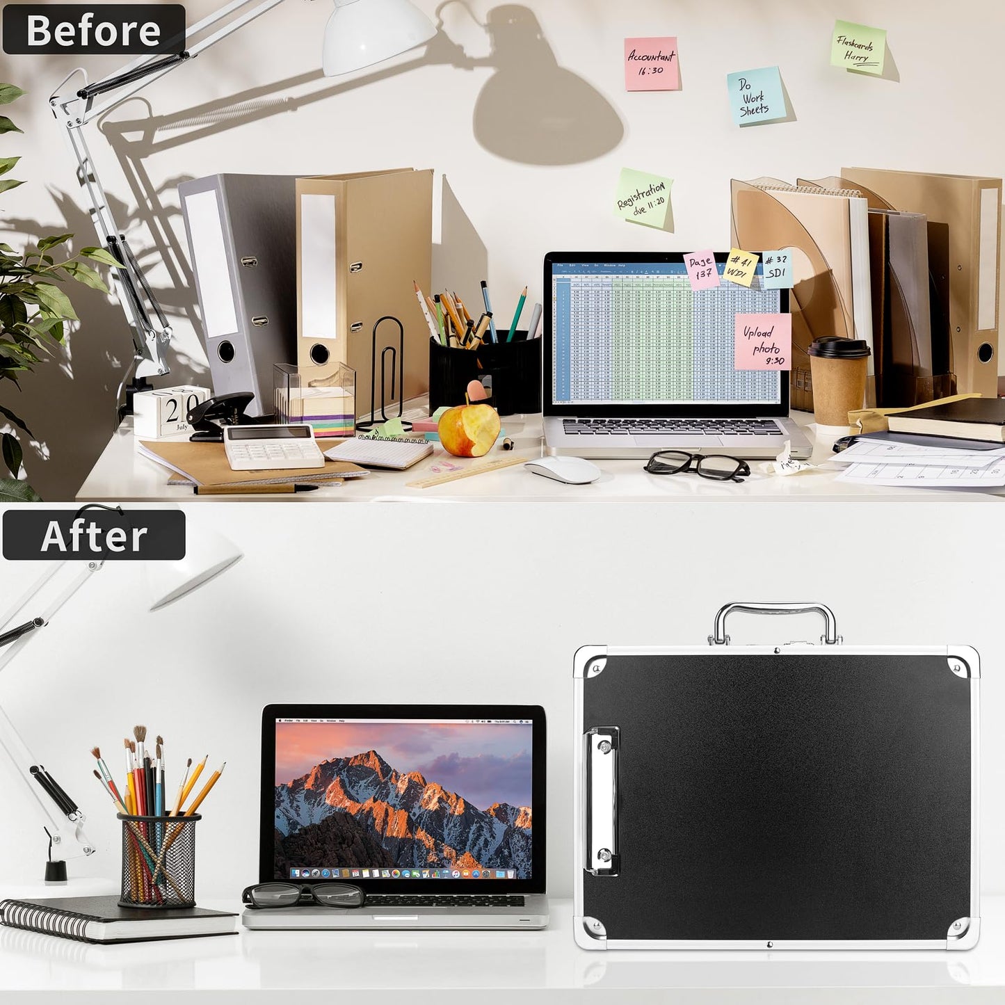 Pechor Clipboard with Storage Combination Lock Briefcase with Accordion File Folder Heavy Duty Metal Document Box Organizer, Storage Clipboards Maximum Security for Home, Bussiness Trip