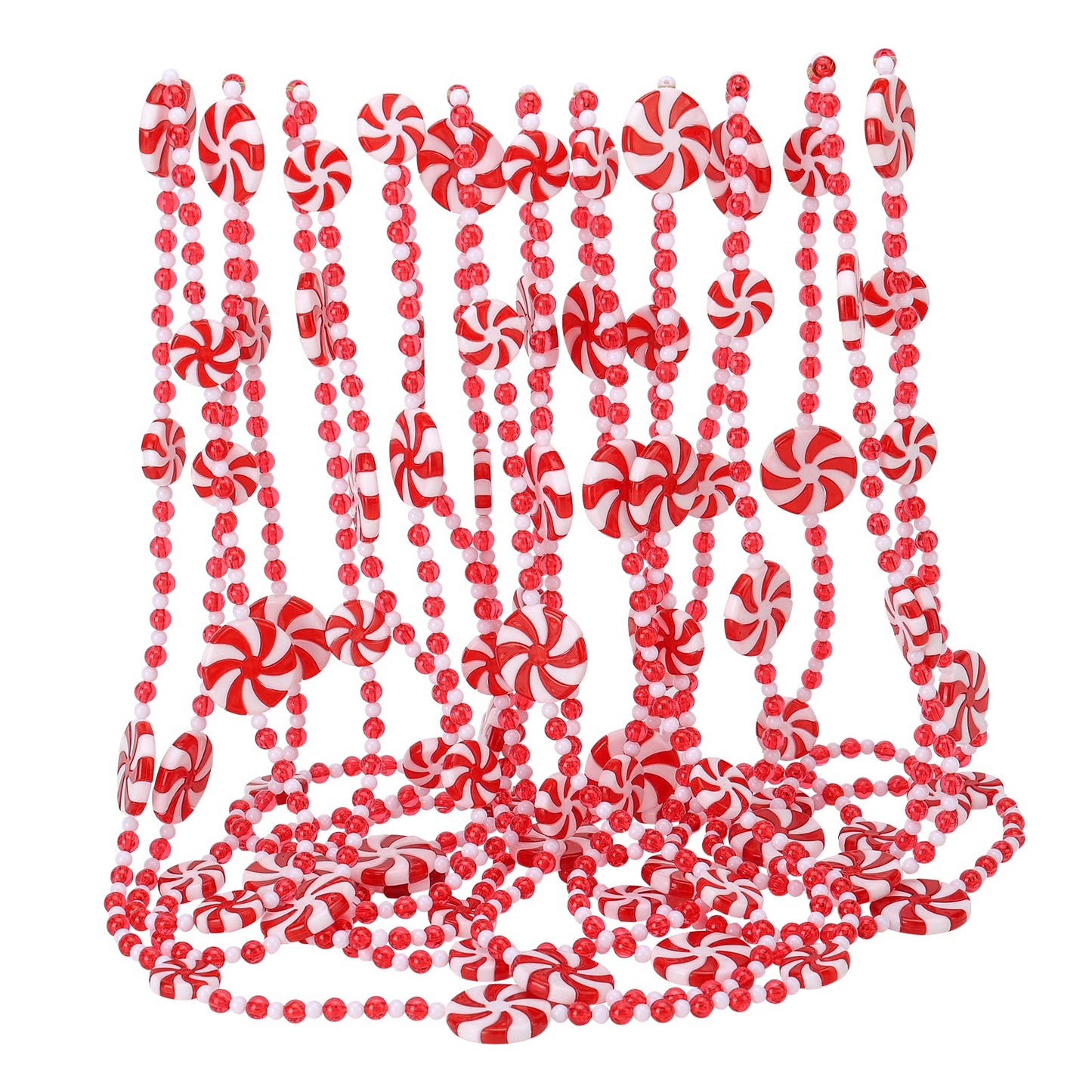 48 feet Christmas Candy Garland Plastic Bead Garland Xmas Holiday Candy Cane Decor for Christmas Tree Wreaths Decorations